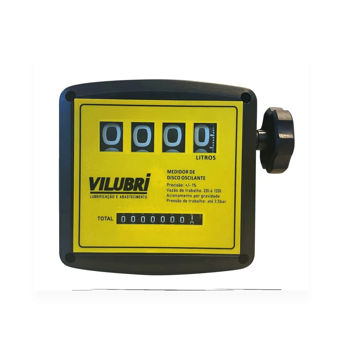 Medidor Mecânico p/ Óleo Diesel E1”BSP S1”BSP Até 120L/min 4 Dig. - Direita